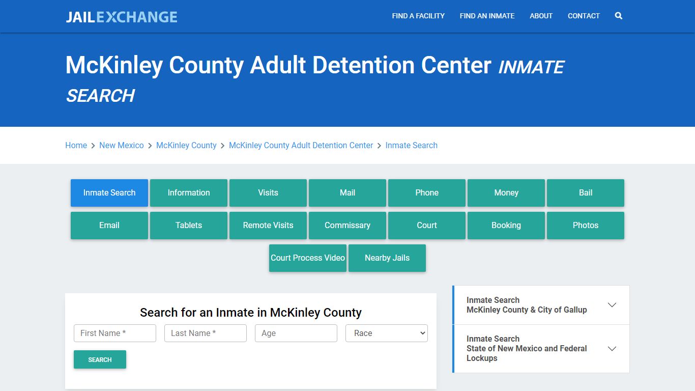 McKinley County Adult Detention Center Inmate Search - Jail Exchange