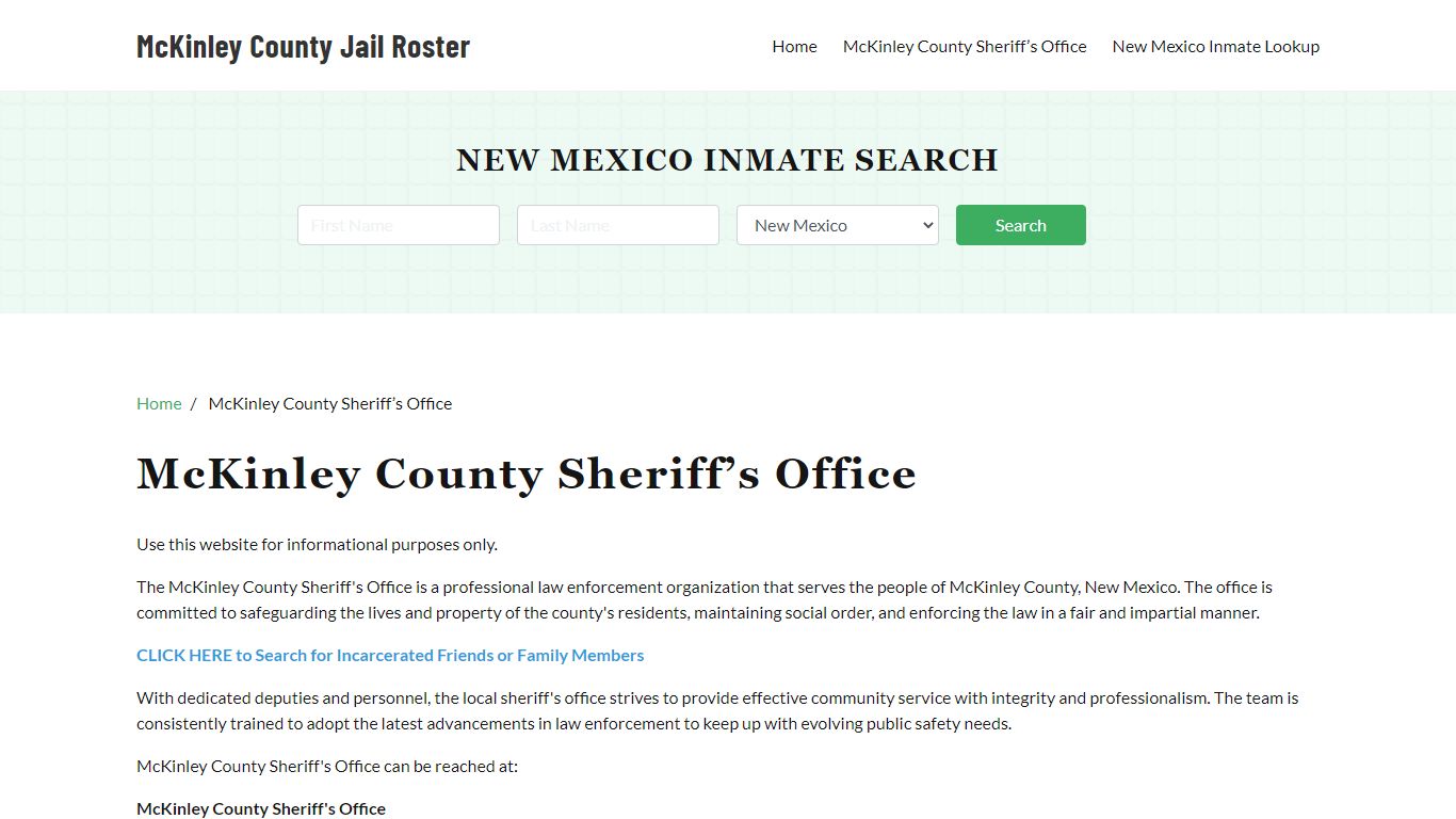 McKinley County Sheriff Office, NM, Arrest Warrants Search